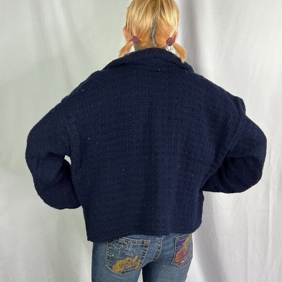 100% Wool Boxy Button Up Cardigan Made in Ecuador - Picture 4 of 13